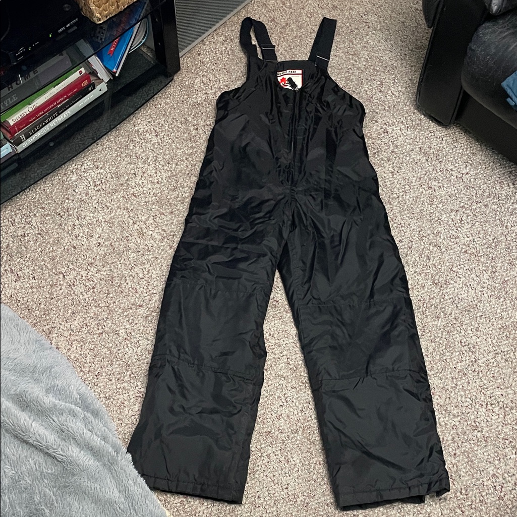 Vintage Insulated Black Zip Front Overall Style Snow/Ski Pants
